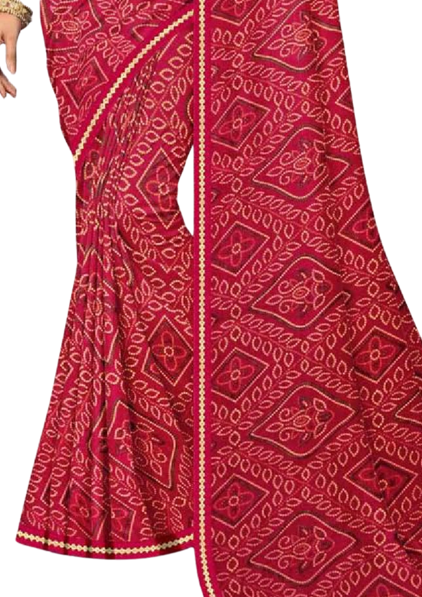 Women Pink Soft Printed Bandhani Saree With Blouse Piece