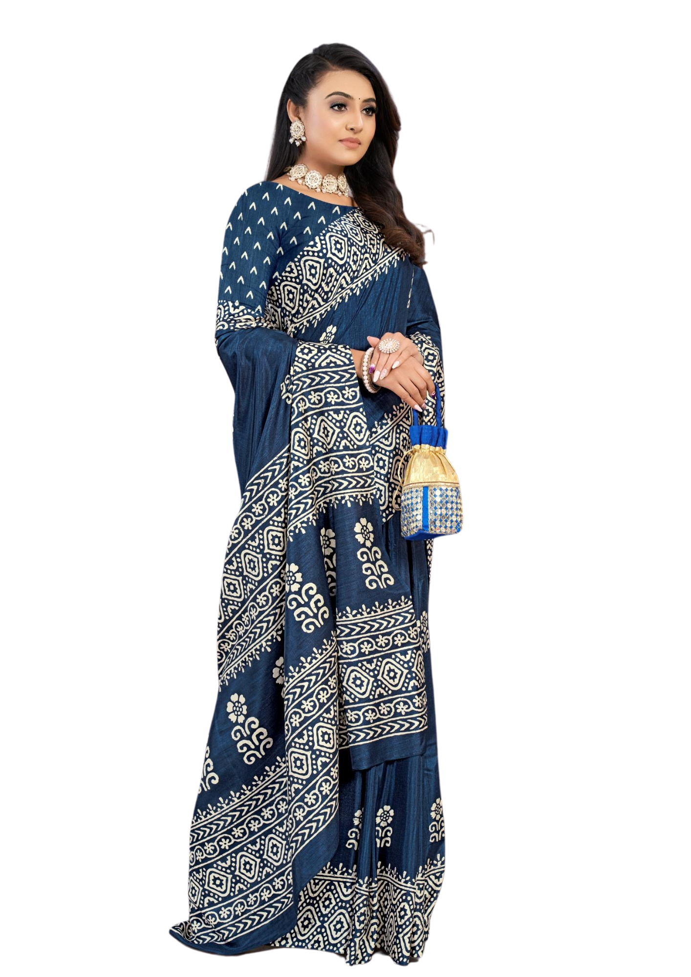 Latest Traditional Block Print Saree With Blouse Piece