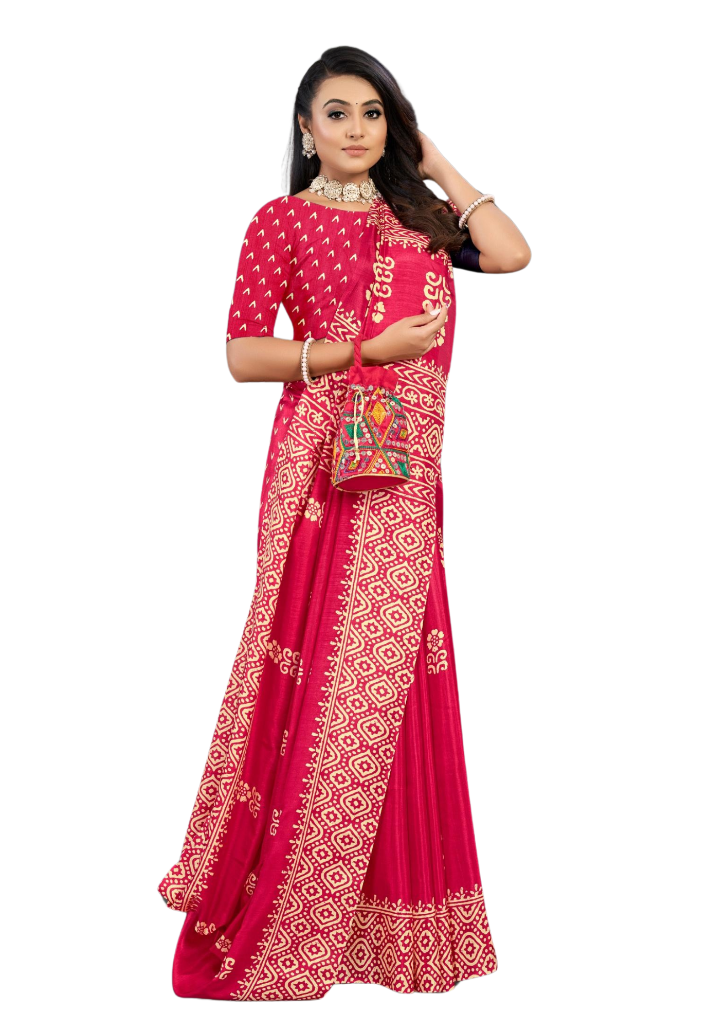 Latest Traditional Block Print Saree With Blouse Piece