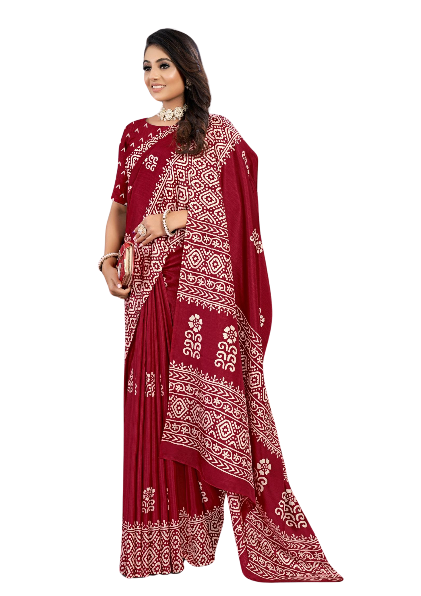 Latest Traditional Block Print Saree With Blouse Piece