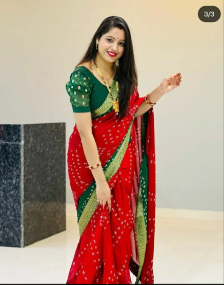 Beautiful Moos Chiffon Georgette Bandhani Sarees