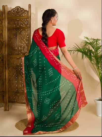 Beautiful Moos Chiffon Georgette Bandhani Sarees