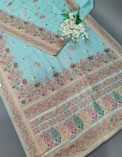 Women New Pashmina Silk Traditional Modern Printed Style Saree