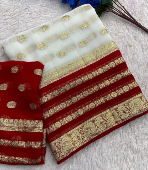 Women Special Pure Georgette Jaipuri Tie Dye Zari Weaving Saree