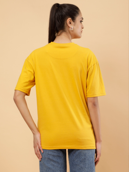 Women Cotton Oversized Yellow T-shirt
