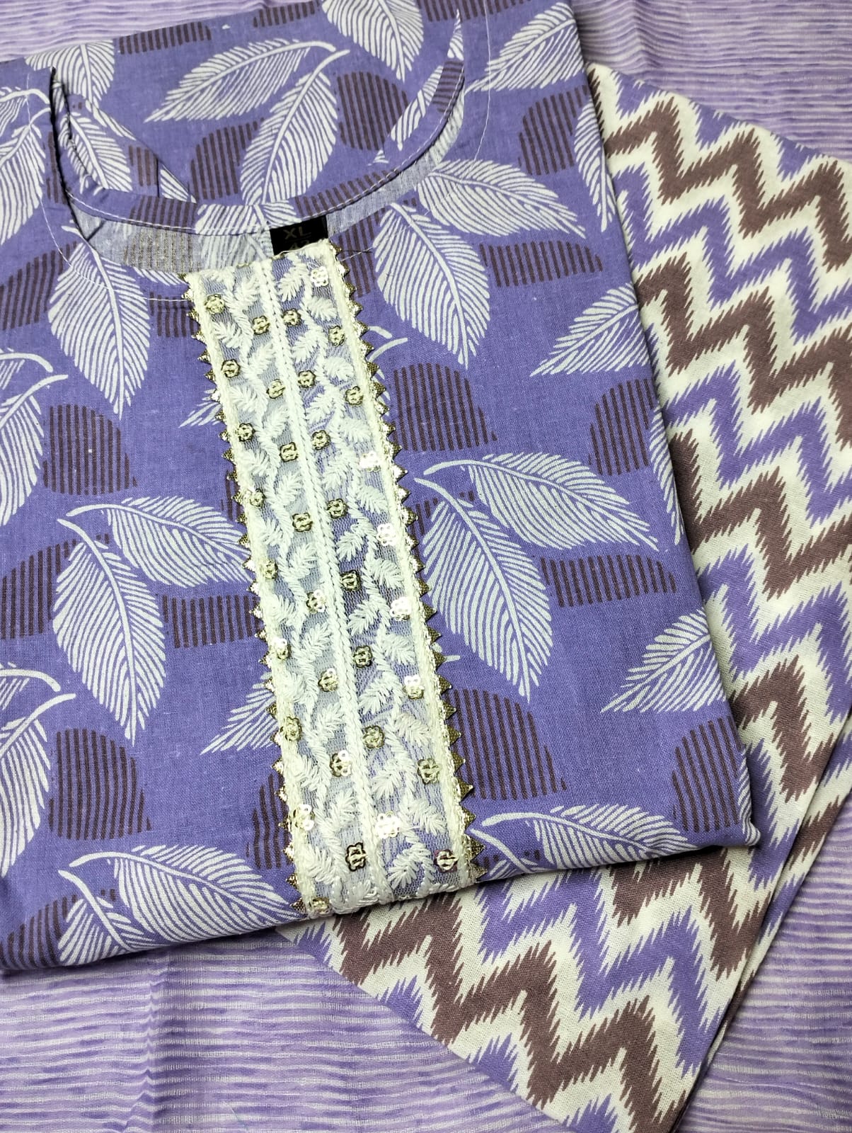 Summer Cotton Comfortable Purple Kurti Set