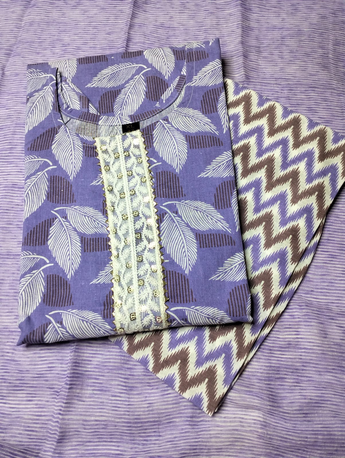 Summer Cotton Comfortable Purple Kurti Set