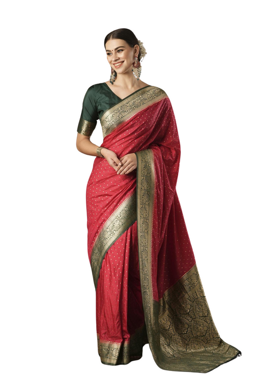 Latest Designer Pure Silk Maroon Saree With Blouse Piece