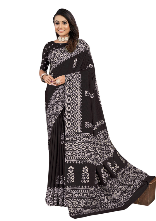 Latest Traditional Block Print Saree With Blouse Piece