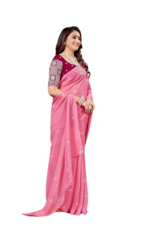 Women Jacquard Party Wear Saree With Embroidery Blouse