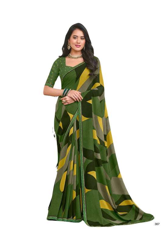 Beautiful Printed Pure Georgette Saree With Blouse Piece