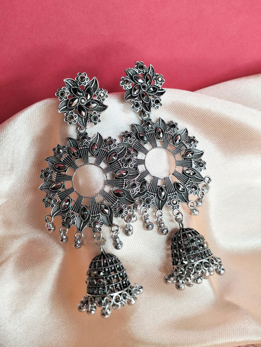 Women Oxidize Silver Earring Traditional