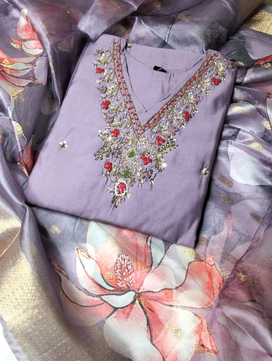 Latest Handwork Silk Blend Kurti Set