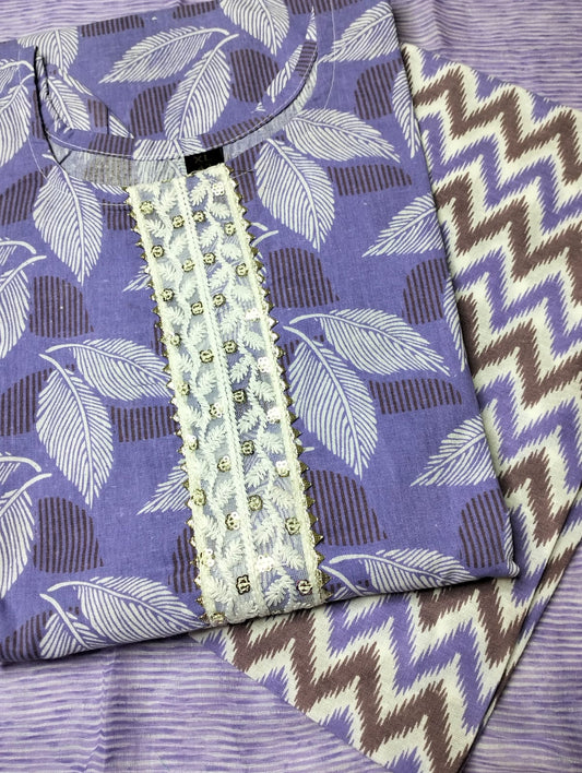 Summer Cotton Comfortable Purple Kurti Set