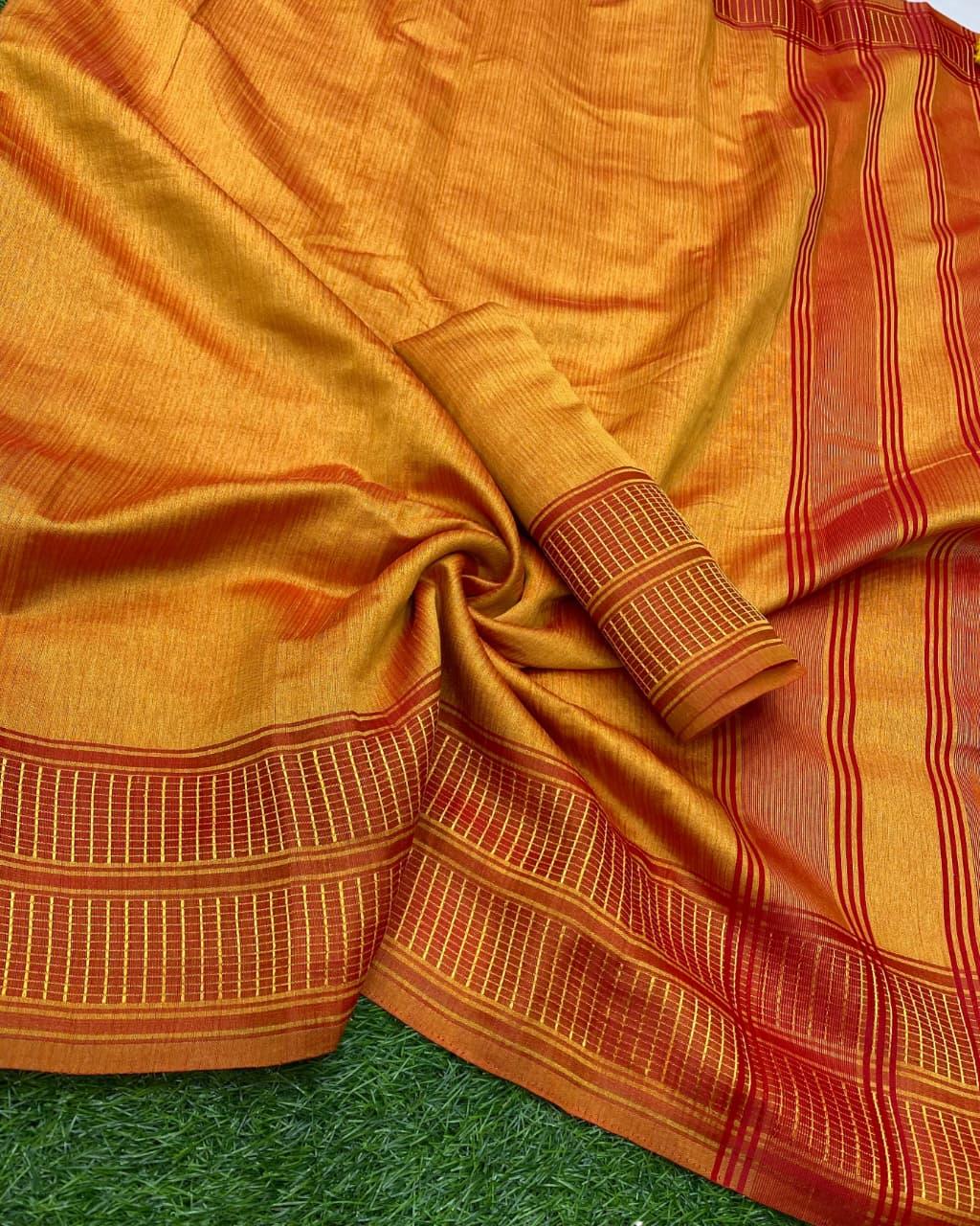 MAAN Yana Cotton Silk Solid Saree with Jacquard Border My Store
