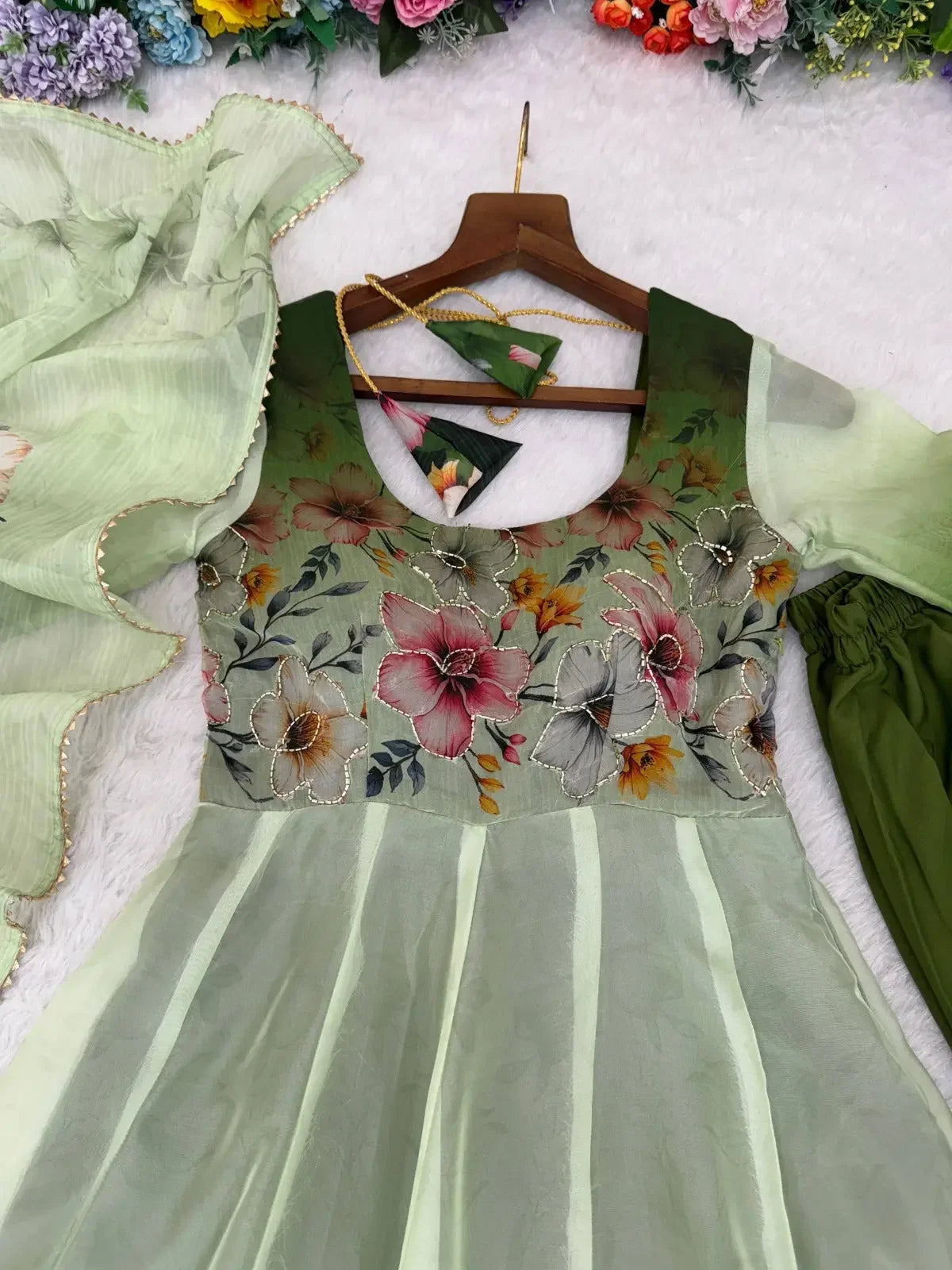 MAAN Floral Organza Silk Gown for Women My Store