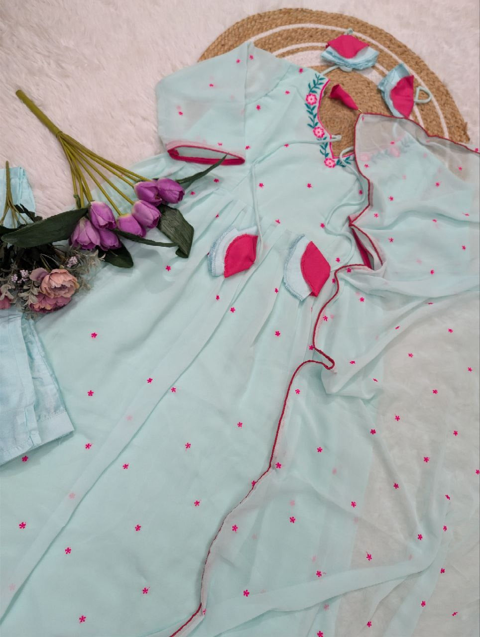 MAAN Women Heavy Georgette Embroidered Gown Set with Dupatta My Store