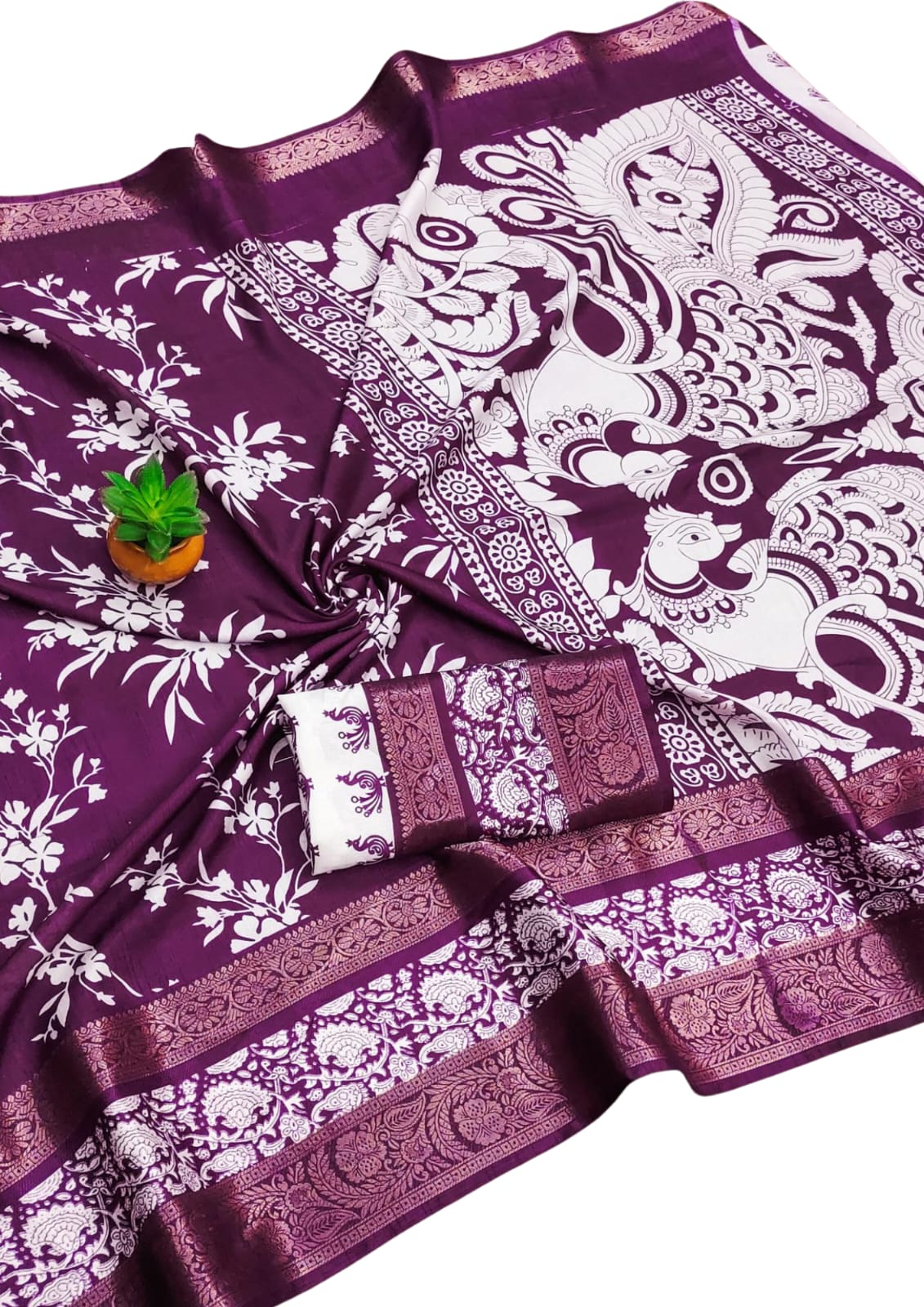 Latest Printed Silk Blend Saree | Festive Wear Collection