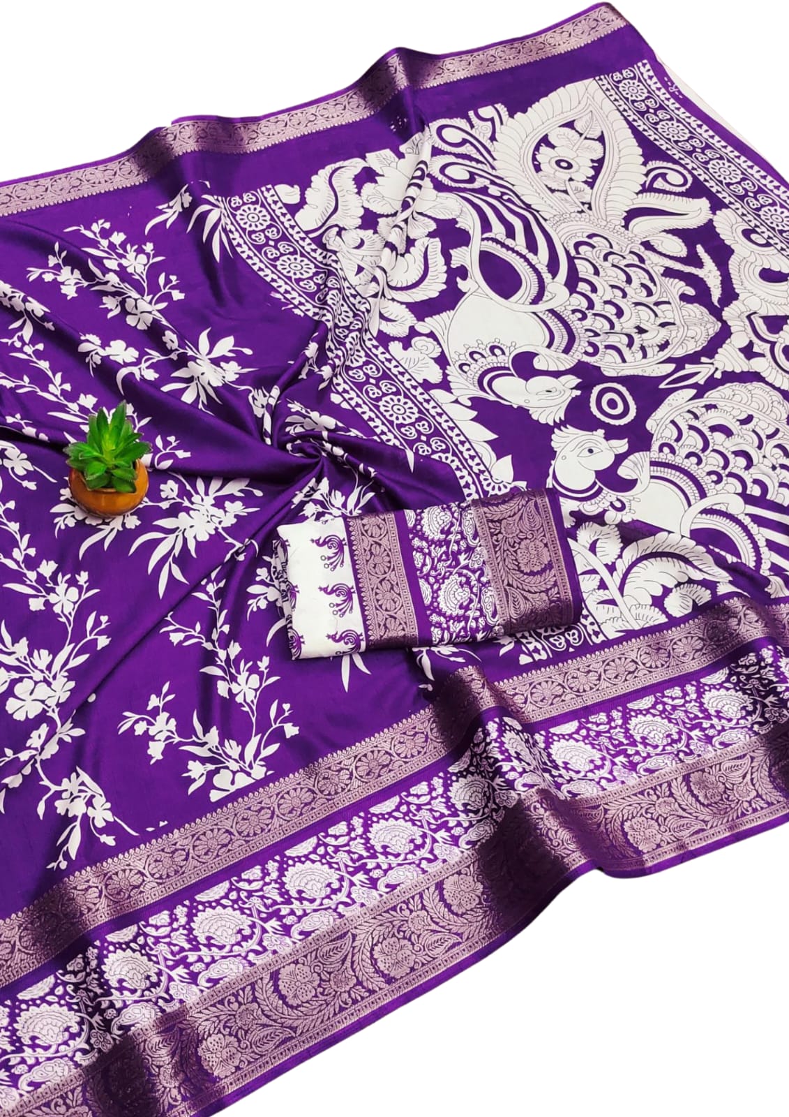 Latest Printed Silk Blend Saree | Festive Wear Collection