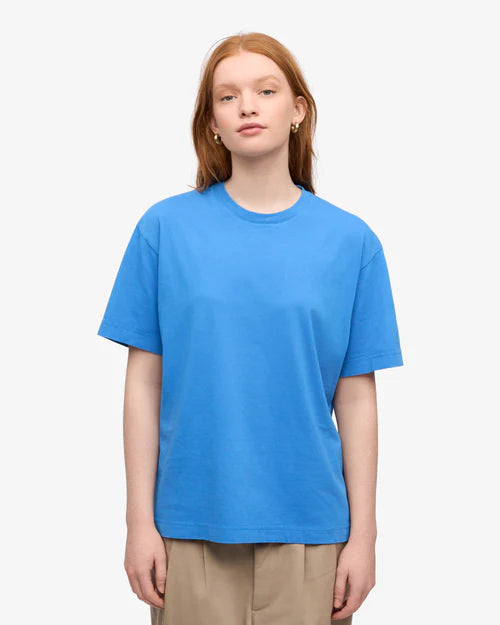 Women Cotton Oversized Blue T-shirt